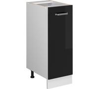 Vicco meuble de cuisine R-Line, 30 cm sans plan de travail, Noir Haute brillance/Blanc