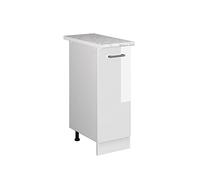Vicco Meuble de Cuisine R-Line, Blanc Haute Brillance, 30cm, PT Marbre