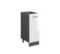 Vicco meuble de cuisine R-Line, 30 cm sans plan de travail, Blanc Haute brillance/Anthracite