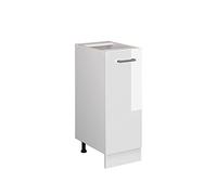 Vicco Meuble de Cuisine R-Line, Blanc Haute Brillance/Blanc, 30 cm sans Plan de Travail