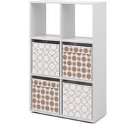 Vicco meuble de rangement cube , 72 x 108 cm avec 4 boîtes pliantes opt.1, Blanc