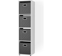 Vicco meuble de rangement cube Ludus, 32.7 x 144.5 cm avec 2 boîtes pliantes, Blanc