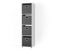 Vicco meuble de rangement cube Ludus, Blanc, 32.7 x 144.5 cm avec 2 boîtes pliantes