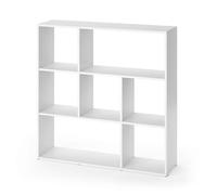 Vicco Meuble de rangement cube "Nove", Blanc 107.2 x 107.8 cm | 7 compartiments, pour le rangement et utilisable comme séparateur de pièce