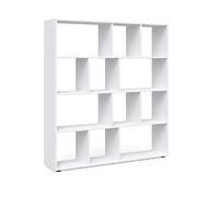 Vicco Meuble de rangement cube "Pilar", Blanc 131.6 x 143 cm | pour une répartition flexible de l’espace et le rangement des livres