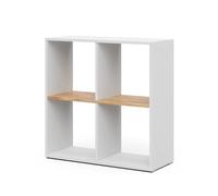 Vicco Meuble de Rangement Cube Tetra, Chêne Blanc/Force de l'or, 72x72.6cm, pour Le Rangement et la présentation de Livres ou de boîtes décoratives