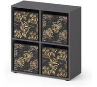 Vicco Meuble de rangement cube Tetra, Noir, 72.6x72cm avec 4 boîtes pliantes opt.1 Noir G