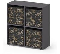 Vicco Meuble de rangement cube Tetra, Noir, 72.6x72cm avec 4 boxes pliants opt.2 Noir