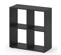 Vicco Meuble de Rangement Cube Tetra, Noir, 72.6x72cm, pour Le Rangement et la présentation de Livres ou de boîtes décoratives