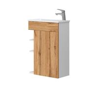 Vicco meuble de rangement de salle de bain Amadeo, Chêne de force doré, 2 parties, avec lavabo