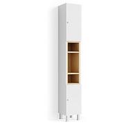 Vicco Meuble de Rangement de Salle de Bain Aquis, Blanc/Sonoma, 30 x 200 cm