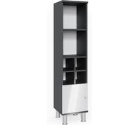 Vicco meuble de rangement de salle de bain Fynn, 30 x 130.6 cm petite porte, Blanc Haute brillance/Anthracite
