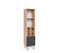 Vicco Meuble de Rangement de Salle de Bain Fynn, Anthracite/Chêne de Force doré, 30 x 130.6 cm Petite Porte