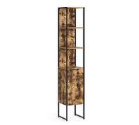 Vicco Meuble de Rangement de Salle de Bain Fyrk, Chêne Rustique/Noir, 33 x 185 cm
