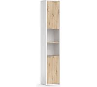 Vicco Meuble de Rangement de Salle de Bain Henri, Blanc, 30 x 165 cm avec Portes, et Compartiments Ouverts