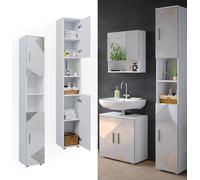 Vicco meuble de rangement de salle de bain Irma, 30 x 192 cm, Blanc brillant avec inserts