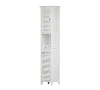 Vicco Meuble de Rangement de Salle de Bain Riad, Blanc, 32 x 170 cm avec Portes, tiroir et Compartiment Ouvert