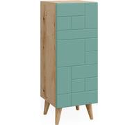 Vicco Meuble de Rangement de Salle de Bain Rudi, Vert Menthe/Chêne, 30.3 x 80.3 cm avec Porte