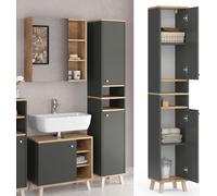 Vicco meuble de rangement de salle de bain Senyo, 30 x 174 cm, Anthracite/Chêne de force doré