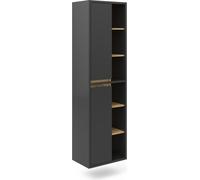Vicco Meuble de rangement de salle de bain Viola, 50 x 170 cm avec portes, et compartiments ouverts, Anthracite/Chêne Artisan
