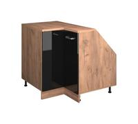 Vicco Meuble de Rangement sous Pente Armoire d'angle Rion, Noir Haute Brillance, 75.6x81.6cm 1 Porte, 60 cm de Profondeur, adapté au Rangement Peu encombrant sous Les toits en Pente