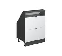 Vicco Meuble de Rangement sous Pente, Blanc cannelé, 60x81.6cm avec 2 tiroirs