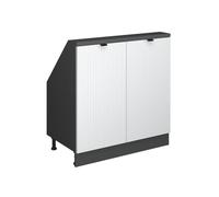 Vicco Meuble de Rangement sous Pente, Blanc cannelé, 80x81.6cm avec 2 Portes