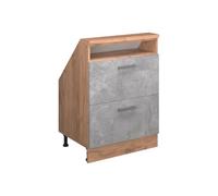 Vicco Meuble de Rangement sous Pente Rion, Béton/Force d'or Chêne, avec 2 tiroirs