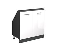 Vicco Meuble de Rangement sous Pente Rion, Blanc Brillant/Anthracite, avec 2 Portes