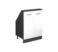 Vicco Meuble de Rangement sous Pente Rion, Blanc Brillant/Anthracite, avec 2 Portes