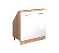 Vicco Meuble de Rangement sous Pente Rion, Blanc Brillant/Chêne doré