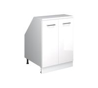 Vicco Meuble de Rangement sous Pente Rion, Blanc Haute Brillance/Blanc | Façade robuste · Profondeur 60 cm · Pieds réglables en hauteur · 2 Portes · ✓ Pour différentes inclinaisons de toit