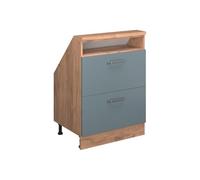 Vicco Meuble de Rangement sous Pente Rion, Bleu-Gris/chêne doré, avec 2 tiroirs, adapté au Rangement Peu encombrant sous Les toits en Pente