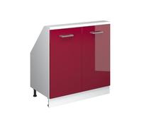 Vicco Meuble de Rangement sous Pente Rion, Bordeaux Haute Brillance/Blanc, avec 2 Portes