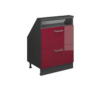 Vicco Meuble de Rangement sous Pente Rion, Rouge Brillant/Anthracite, avec 2 tiroirs