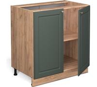Vicco Meuble d'évier Fame-Line, Vert Or Campagne/Chêne de Force doré, 80 cm avec étagère, sans Plan de Travail