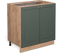 Vicco Meuble d'évier Fame-Line, Vert Or Campagne/Chêne de Force doré, 80 cm avec étagère, sans Plan de Travail