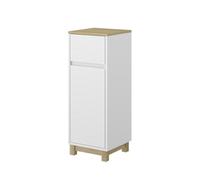 Vicco Meuble Middle Livia, Blanc, 30x80cm | avec tiroir, pour le rangement au-dessus des toilettes avec espace étagère ouvert