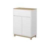 Vicco Meuble Middle Livia, Blanc, 60x80cm avec tiroir, pour Le Rangement au-Dessus des Toilettes avec Espace étagère Ouvert