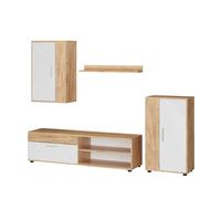 Vicco Meuble Mural Berno, Chêne doré/Blanc, Set de 4 pièces, Convient au Rangement des appareils multimédias et des Accessoires