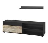 Vicco Meuble mural Berno, Noir/Chêne sable, avec 1 rabat Noir/Chêne sable G