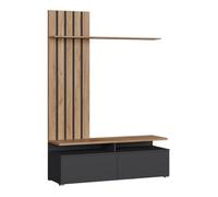 Vicco Meuble Mural Harro, Chêne doré/Anthracite, avec Compartiment TV Pratique et espaces de Rangement Ouverts