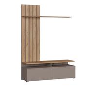 Vicco Meuble Mural Harro, Force d'or chêne/Gris, avec Compartiment TV Pratique et espaces de Rangement Ouverts