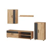 Vicco Meuble-paroi Berno, Chêne doré/Anthracite, Lot de 4