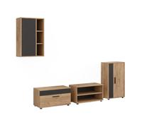 Vicco Meuble-paroi Berno, Chêne doré/Anthracite | Lot de 4 pièces, adapté au rangement d'appareils multimédias et d'accessoires