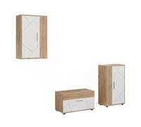 Vicco Meuble-paroi Berno, Chêne doré/Blanc | Lot de 3 pièces, adapté au rangement d'appareils multimédias et d'accessoires