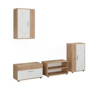 Vicco Meuble-paroi Berno, Chêne doré/Blanc | Lot de 4 pièces, à fixer au mur, pour un rangement polyvalent