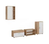Vicco Meuble-paroi Berno, Chêne doré/Blanc | Lot de 4 pièces, adapté au rangement d'appareils multimédias et d'accessoires