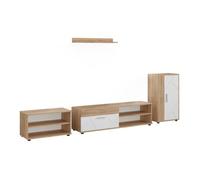 Vicco Meuble-paroi Berno, Chêne doré/Blanc, Lot de 4 pièces | Lot de 4 pièces, adapté au rangement d'appareils multimédias et d'accessoires