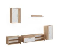 Vicco Meuble-paroi Berno, Chêne doré/Blanc, Lot de 5 pièces